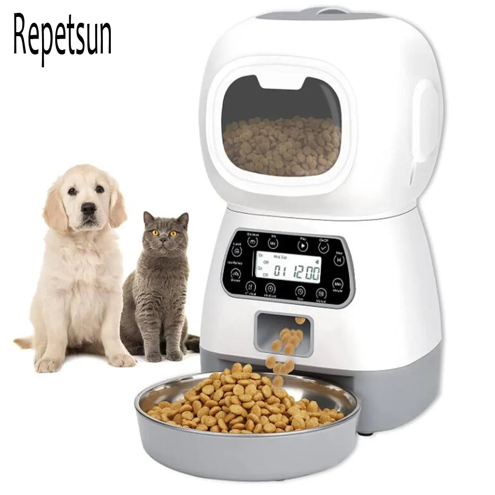 3.5L Smart Cat Feeder: Auto Dispenser, Timer, Steel Bowl