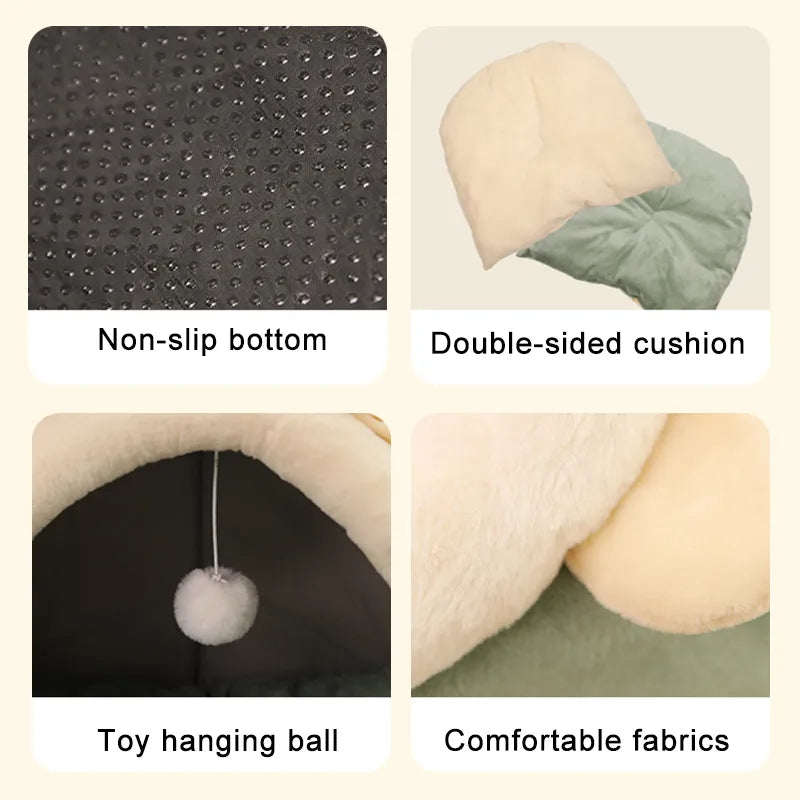 Cozy Cat House: Warm Bed, Lounger, Washable Mat