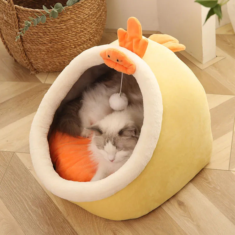 Cozy Cat House: Warm Bed, Lounger, Washable Mat