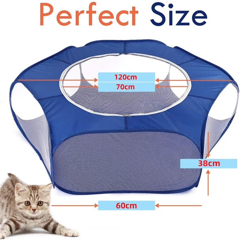 Versatile Portable Pet Playpen: Secure & Transparent Enclosure