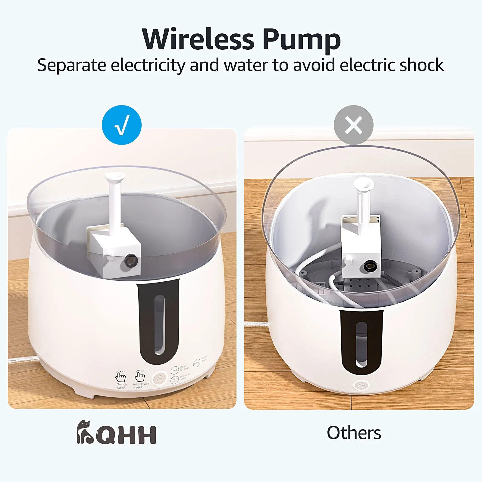 Cat Water Fountain Wireless Pump with Automatic Smart Fountain App