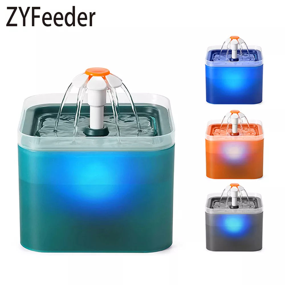2L LED Cat Water Fountain USB Pet Dispenser with Filtering