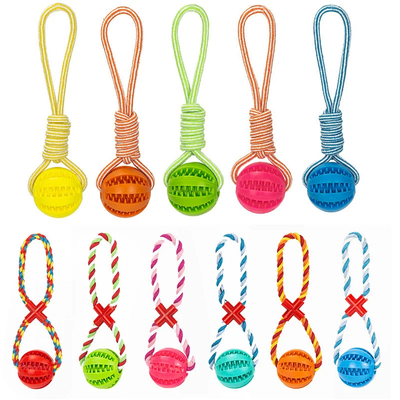 Ball and Rope Dog Toy: Interactive Chew Toy for Small Dogs