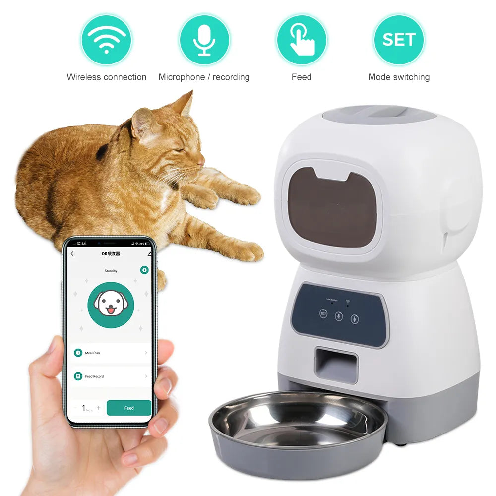 3.5L Smart Cat Feeder: Auto Dispenser, Timer, Steel Bowl