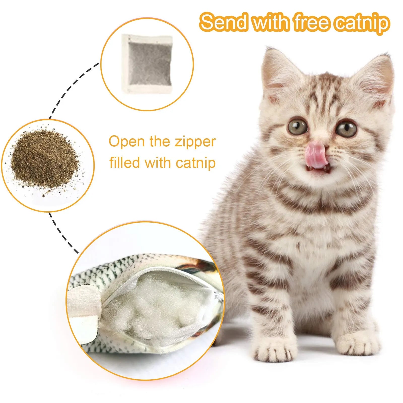 USB Charger Fish Cat Chewing Toy - Interactive 3D Fun!