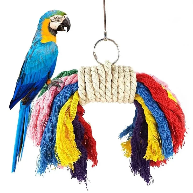 Chewable Cotton Rope Parrot Toy for Training and Entertainment