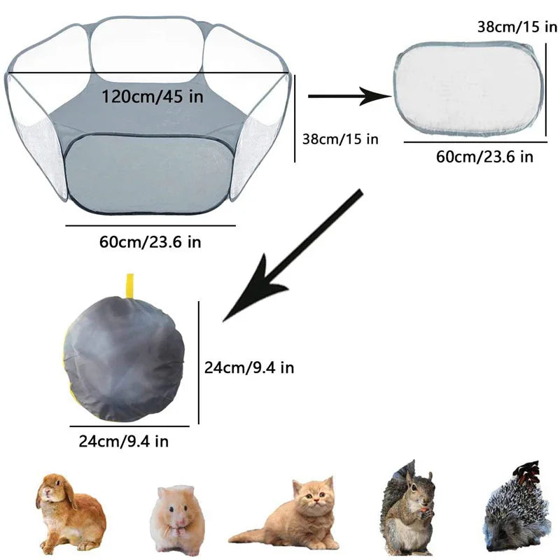 Versatile Portable Pet Playpen: Secure & Transparent Enclosure