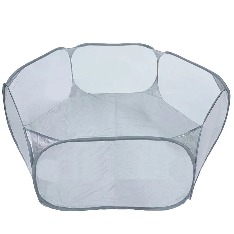 Versatile Portable Pet Playpen: Secure & Transparent Enclosure