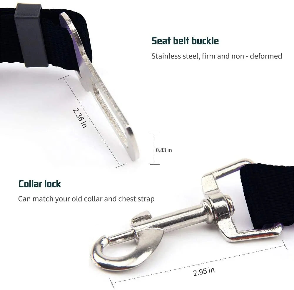 Secure Travel: Adjustable Dog Harness with Car Seat Belt Clip