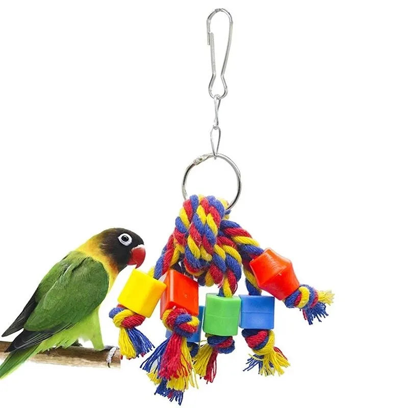 Chewable Cotton Rope Parrot Toy for Training and Entertainment