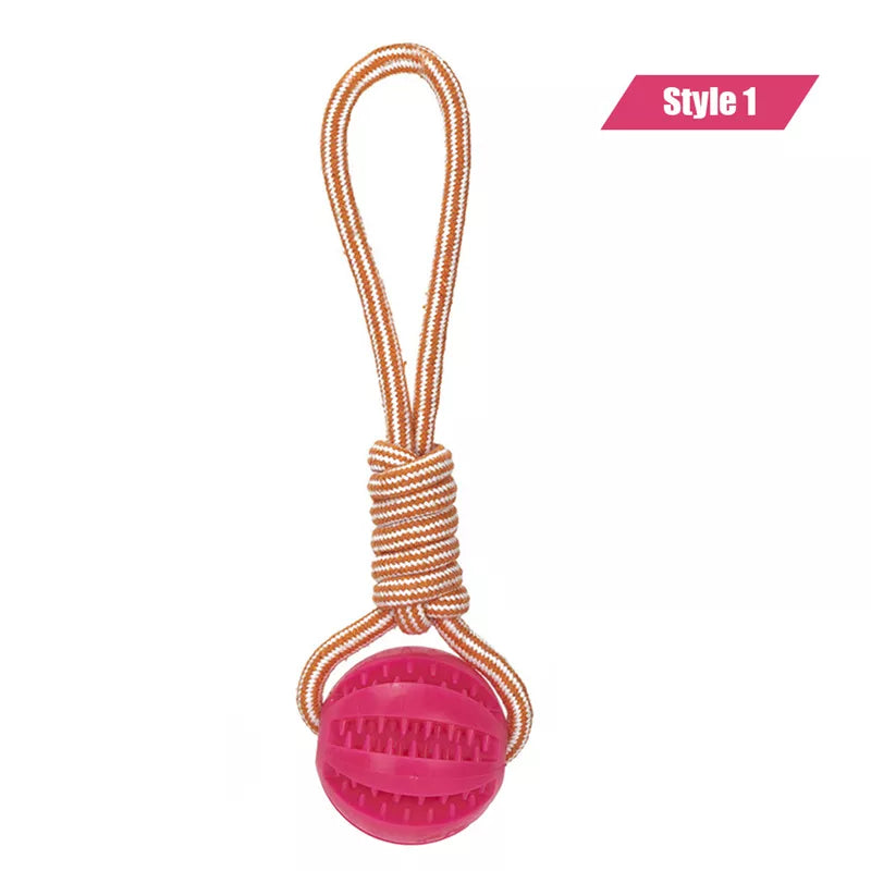 Ball and Rope Dog Toy: Interactive Chew Toy for Small Dogs