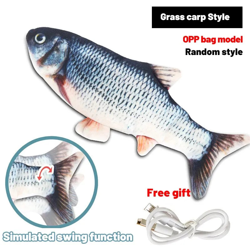 USB Charger Fish Cat Chewing Toy - Interactive 3D Fun!