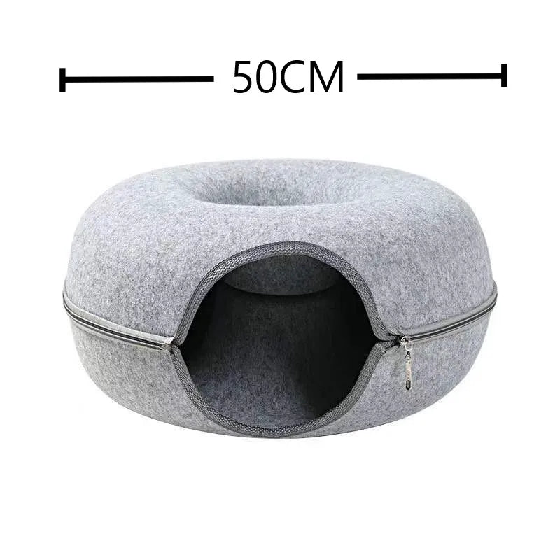 Donut Cat Bed & Play Tunnel – Interactive Pet Toy