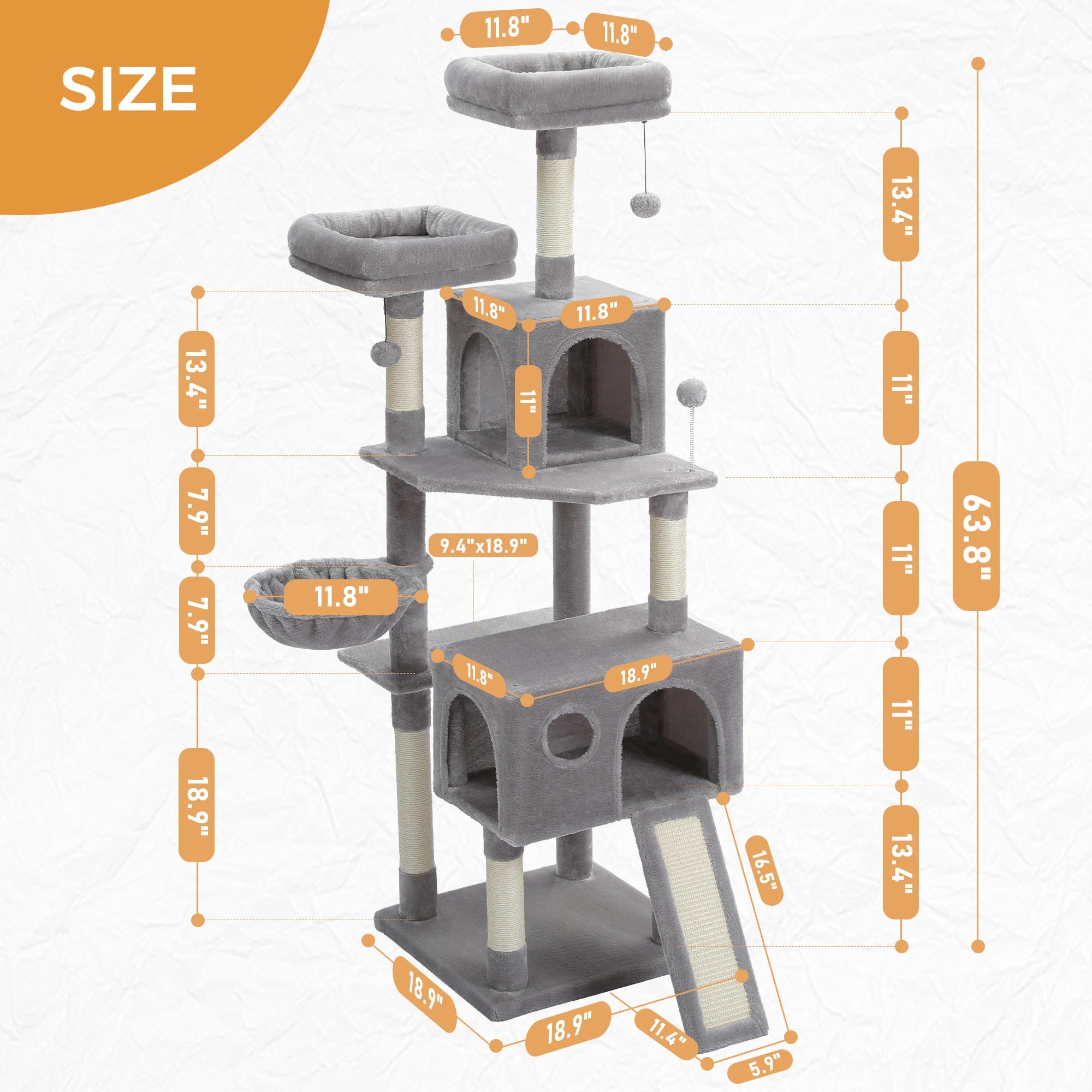 Versatile Cat Tree: Cube House with Scratching Pad & Playful Ball