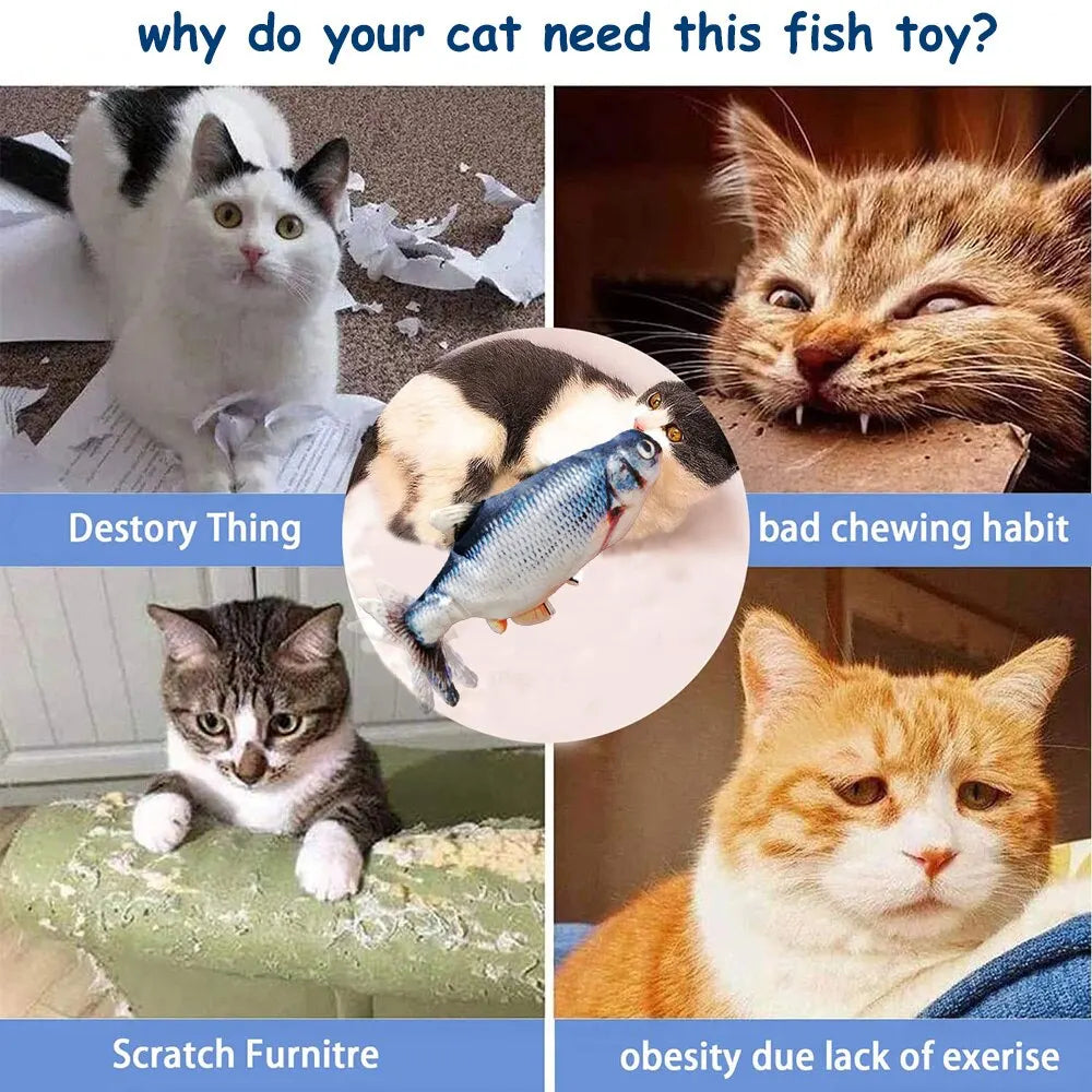USB Charger Fish Cat Chewing Toy - Interactive 3D Fun!