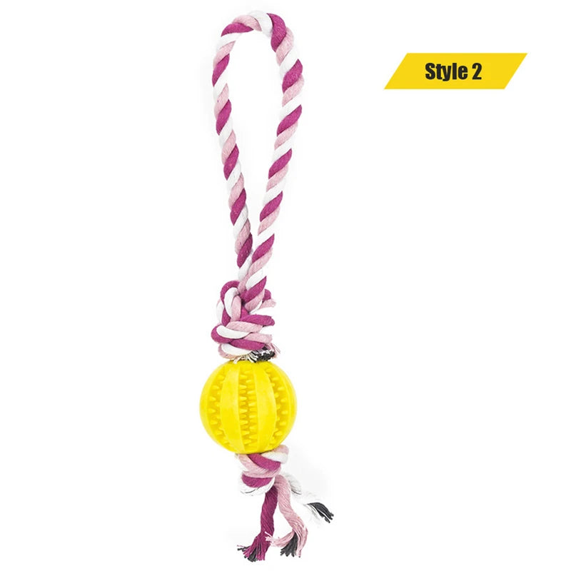 Ball and Rope Dog Toy: Interactive Chew Toy for Small Dogs
