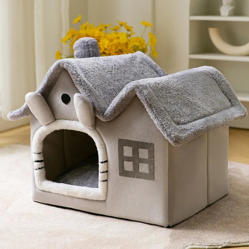 Winter-Warm Foldable Cat House: Cozy Haven for Cats & Small Dogs