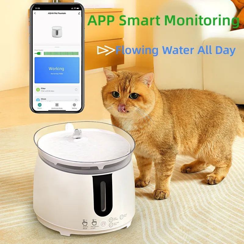 Cat Water Fountain Wireless Pump with Automatic Smart Fountain App