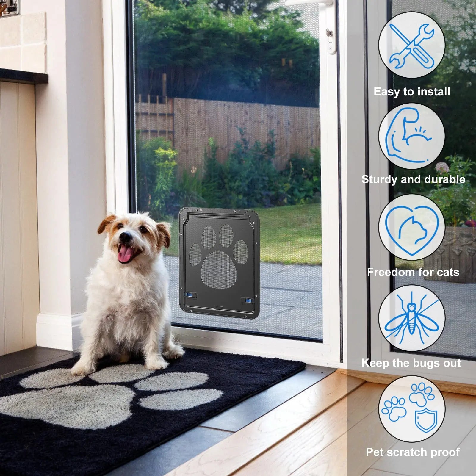 Secure, Stylish Dog Door: Magnetic Lock, Easy Install