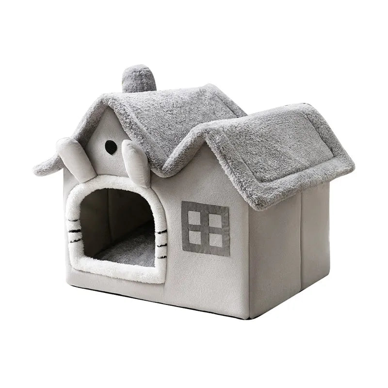 Winter-Warm Foldable Cat House: Cozy Haven for Cats & Small Dogs