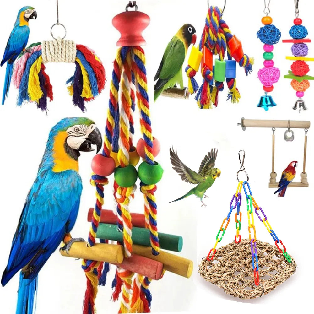 Chewable Cotton Rope Parrot Toy for Training and Entertainment