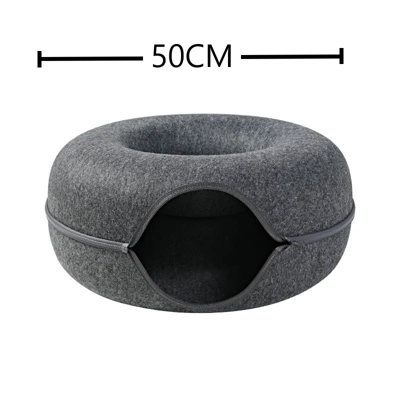 Donut Cat Bed & Play Tunnel – Interactive Pet Toy