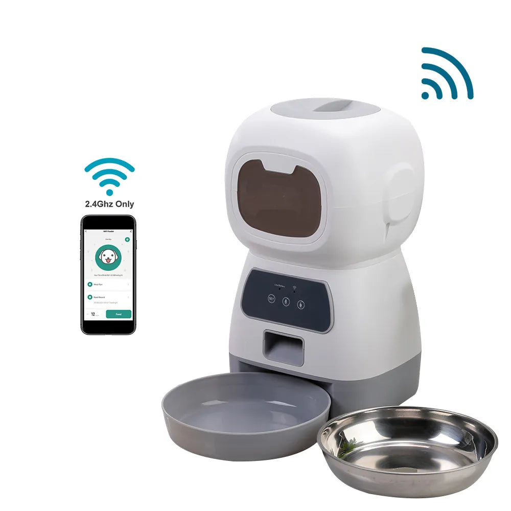 Smart 3.5L Cat Feeder: WiFi Enabled, Voice Recorder, Timed Dispenser