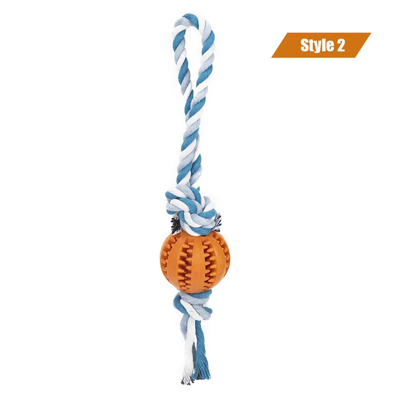 Ball and Rope Dog Toy: Interactive Chew Toy for Small Dogs