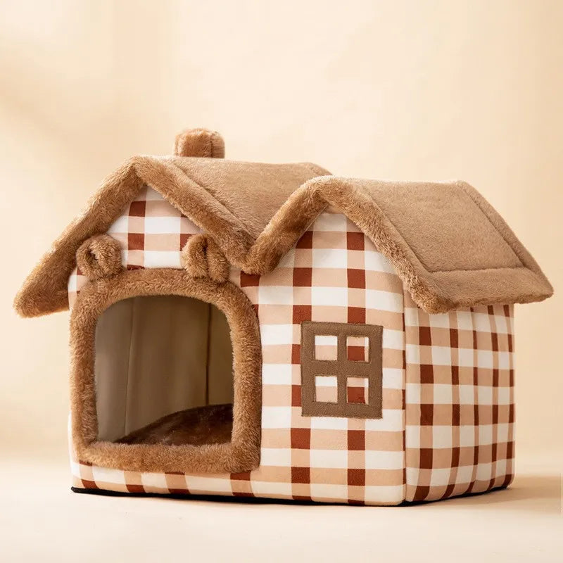 Winter-Warm Foldable Cat House: Cozy Haven for Cats & Small Dogs
