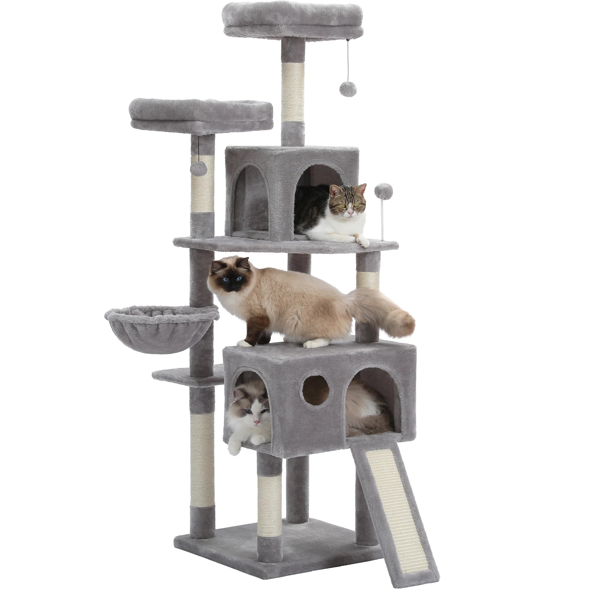 Versatile Cat Tree: Cube House with Scratching Pad & Playful Ball