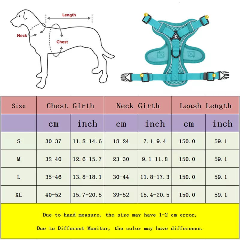 No-Pull Pet Harness Set | Small Dogs & Cats | Reflective Mesh Strap