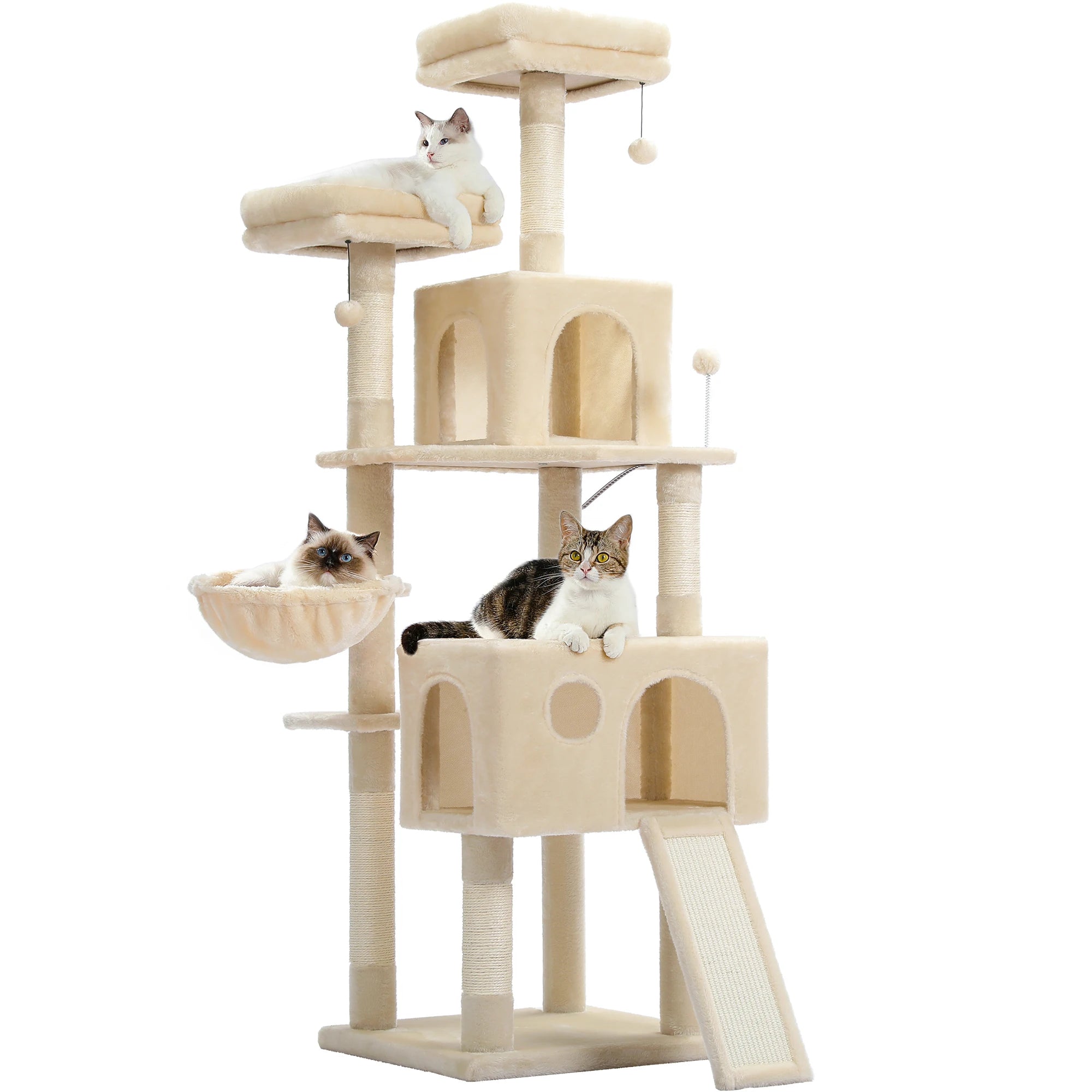 Versatile Cat Tree: Cube House with Scratching Pad & Playful Ball