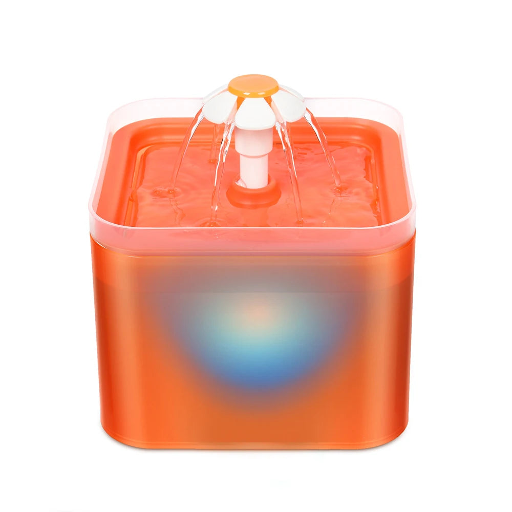 2L LED Cat Water Fountain USB Pet Dispenser with Filtering