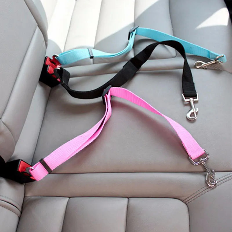 Secure Travel: Adjustable Dog Harness with Car Seat Belt Clip
