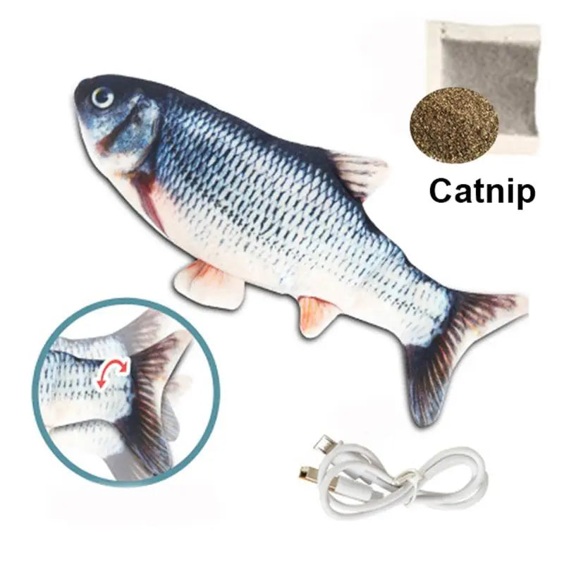 USB Charger Fish Cat Chewing Toy - Interactive 3D Fun!