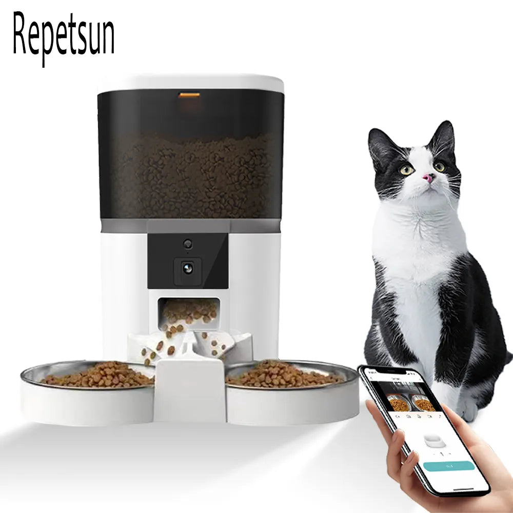 Smart Camera Pet Feeder: Dual Pet Feeding Solution