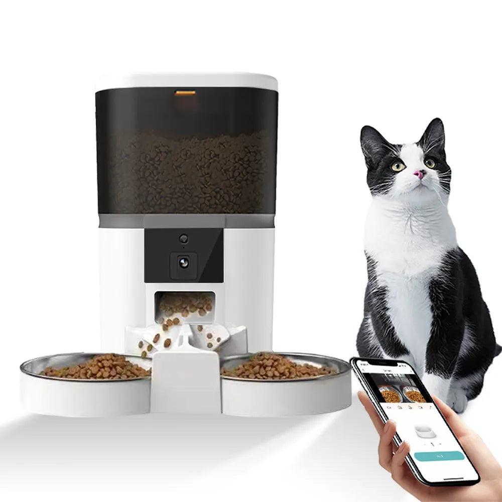 Smart Camera Pet Feeder: Dual Pet Feeding Solution